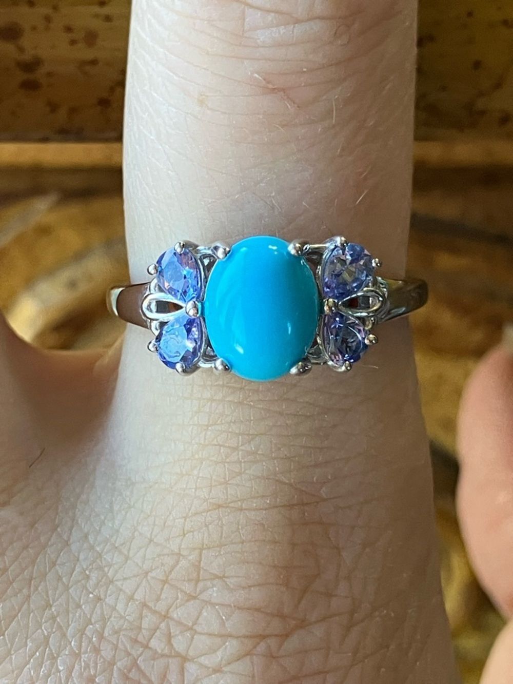 Sleeping Beauty Turquoise Tanzanite Sterling Silver Ring Size 9